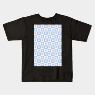 Lisa Says Gah Inspired Checkered Flower Trendy Pastel Blue Kids T-Shirt